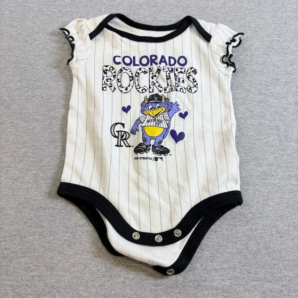 MLB Genuine Merchandise Gray Colorado Rockies Bodysuit 3-6 Months Short Sleeve